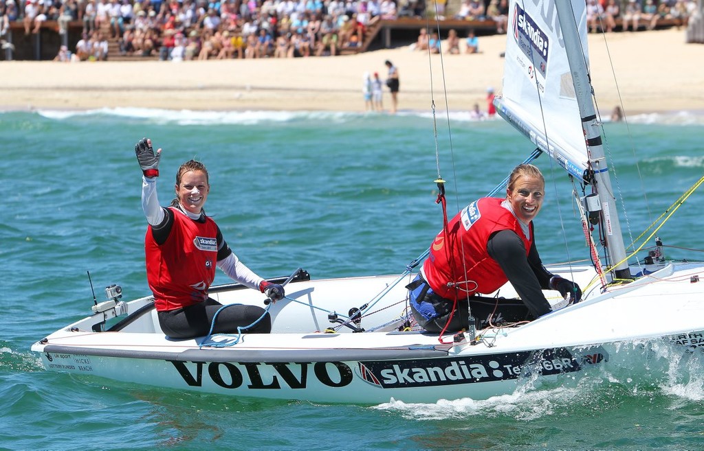 Hannah Mills and Saskia Clark, 470 - Perth 2011 ISAF Sailing World Championships ©  Richard Langdon/Skandia Team GBR